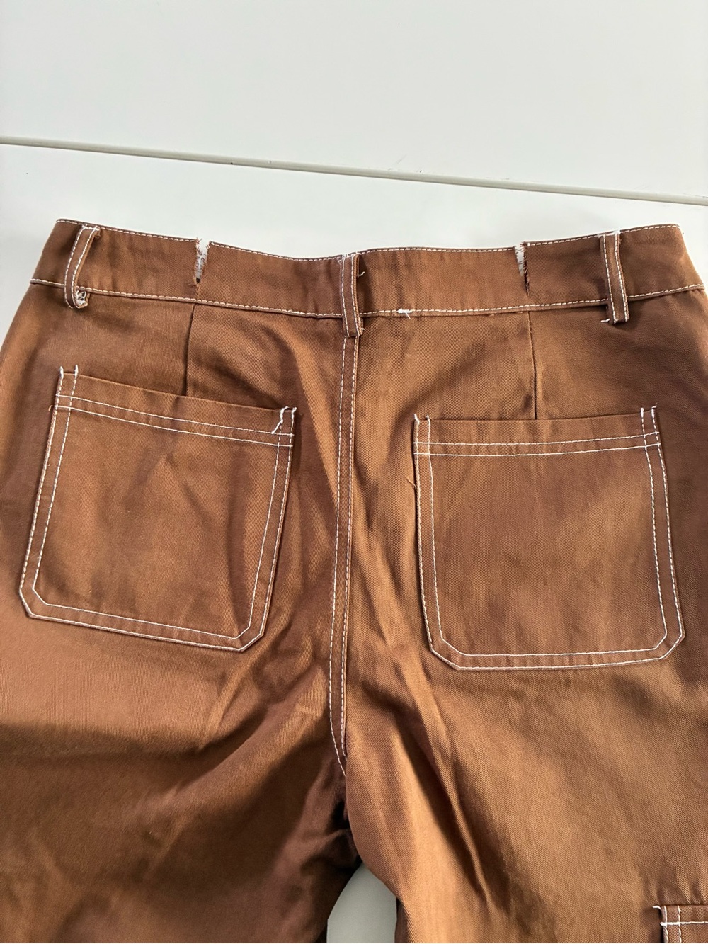 HERPERAS S CHOCOLATE BR 💯 COTTON STREETWEAR CARGO PANTS THICK STICKING ACCENTS - Picture 13 of 14